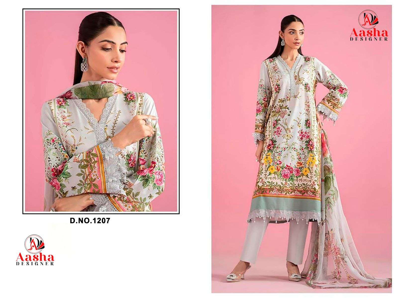 AASHA 1207 Pure Cotton Embroidered Semi Stitched Pakistani Dress Wholesale Surat