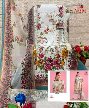 AASHA 1207 Pure Cotton Embroidered Semi Stitched Pakistani Dress Wholesale Surat