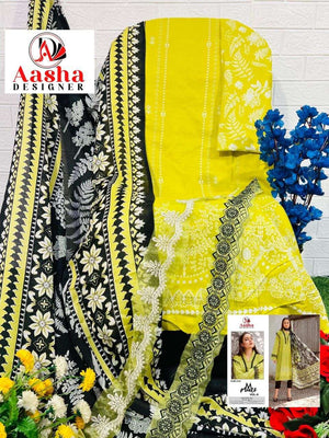 Aasha Designer 1024 Cotton Embroidered Pakistani Suit