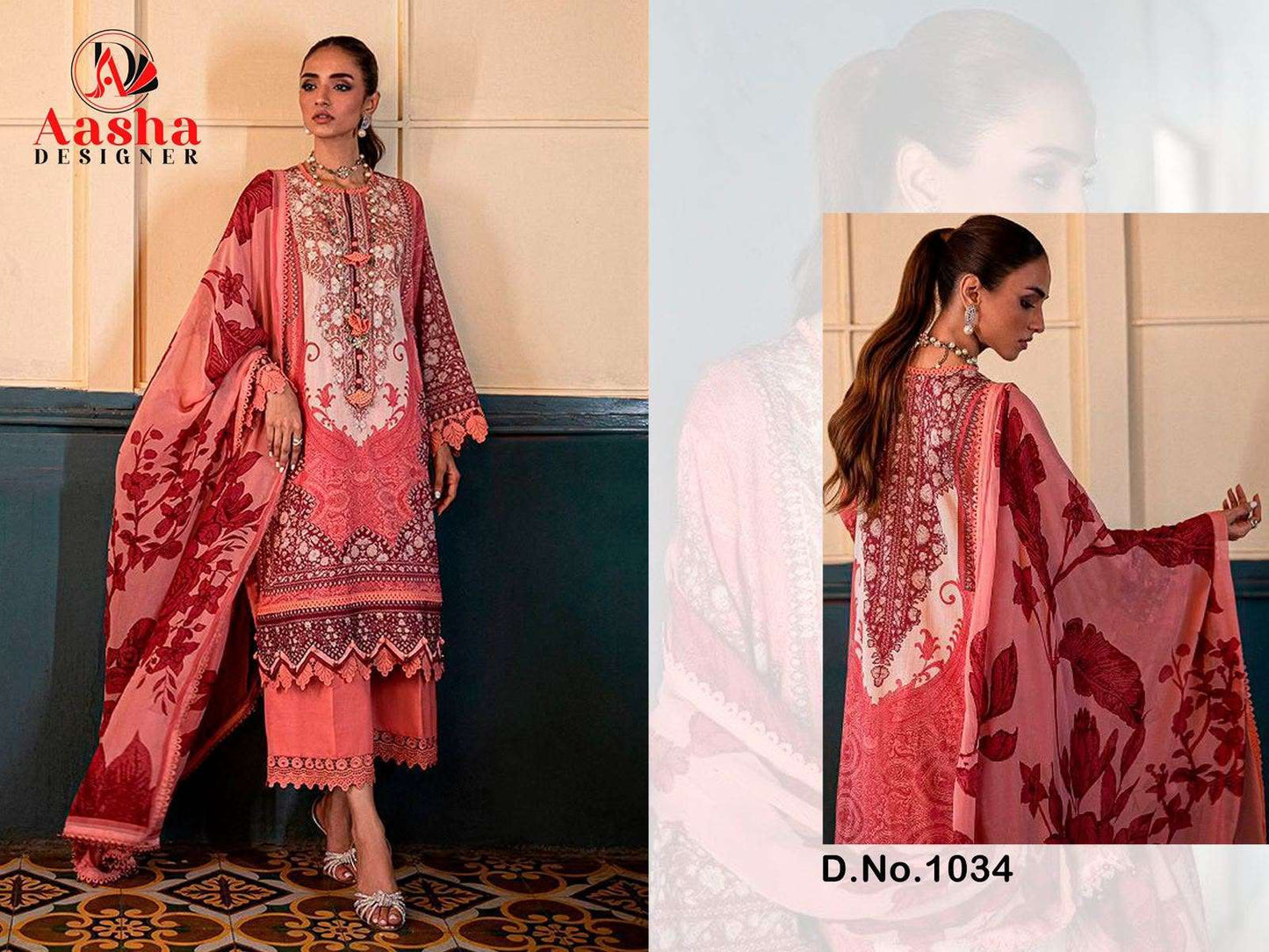 AASHA Designer 1034 Cotton Printed Pakistani Suit