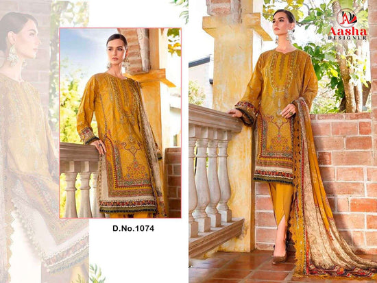 Aasha Designer 1074 Cotton Printed Pakistani Salwar Suit