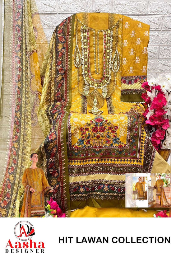 Aasha Designer 1074 Cotton Printed Pakistani Salwar Suit