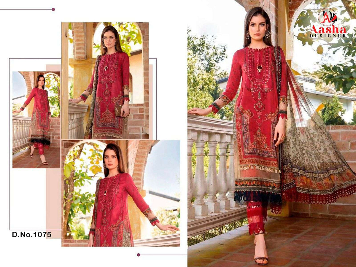 Aasha Designer 1074 Cotton Printed Pakistani Salwar Suit
