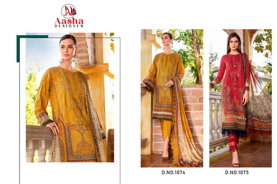 Aasha Designer 1074 Cotton Printed Pakistani Salwar Suit
