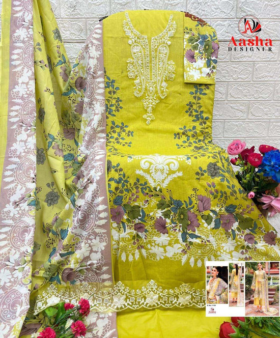 Aasha Designer 1159 Series Cotton Printed Pakistani Suit Semi Stitched - Amrah Wholesale
