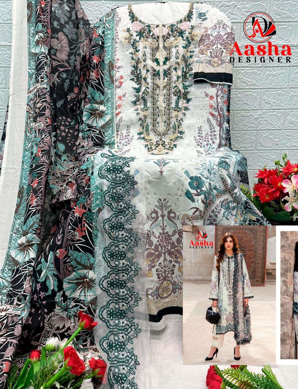 Aasha Designer 1216 Premium Cotton Pakistani Suit - Amrah Wholesale