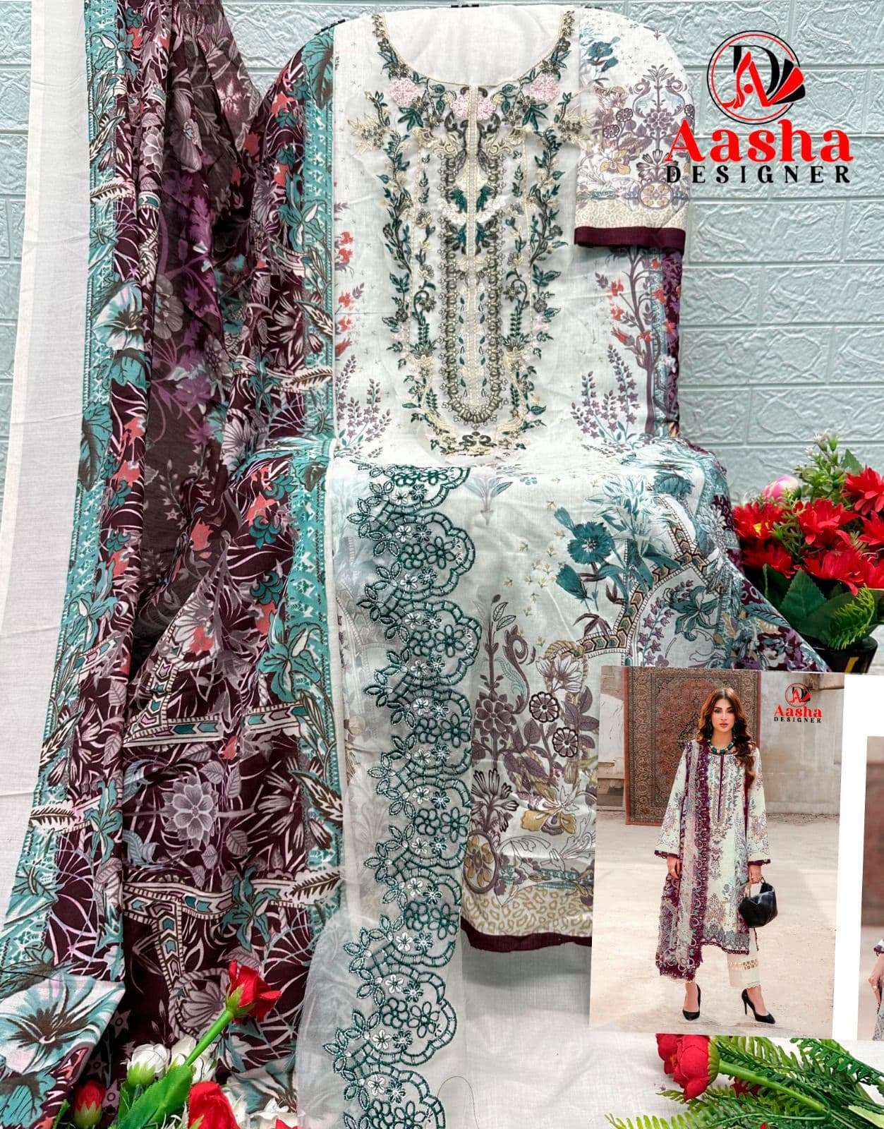 Aasha Designer 1216 Premium Cotton Pakistani Suit - Amrah Wholesale