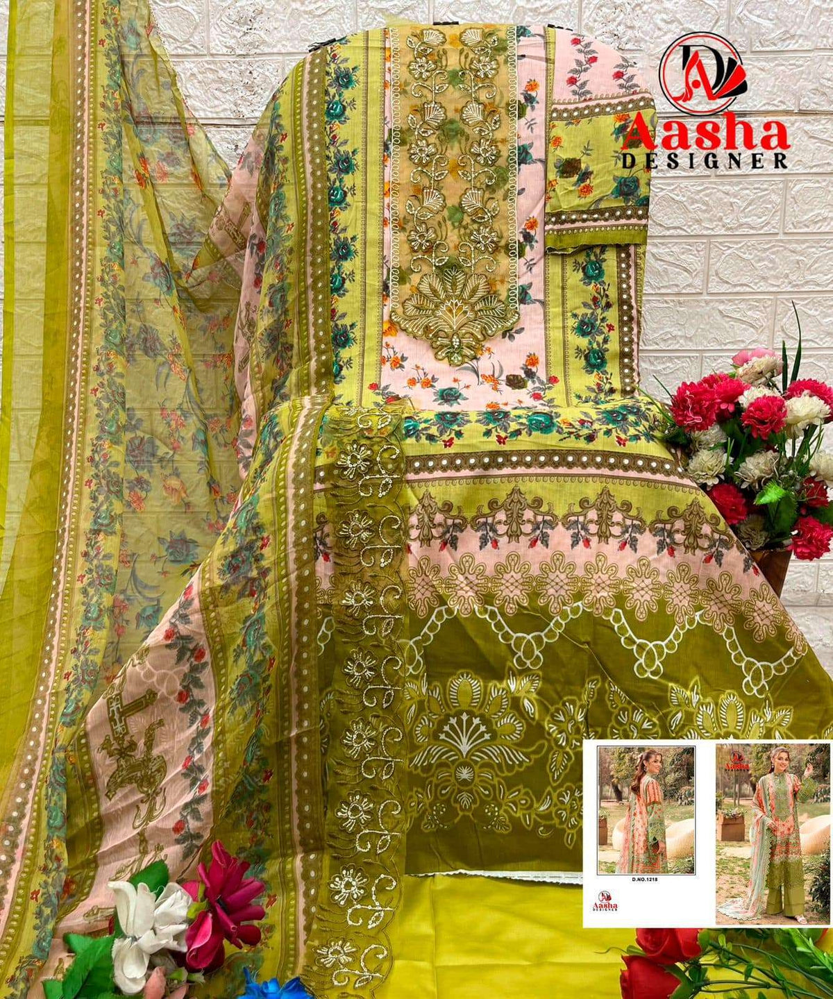 Aasha Designer 1218 Cotton Printed Pakistani Suit - Amrah Wholesale