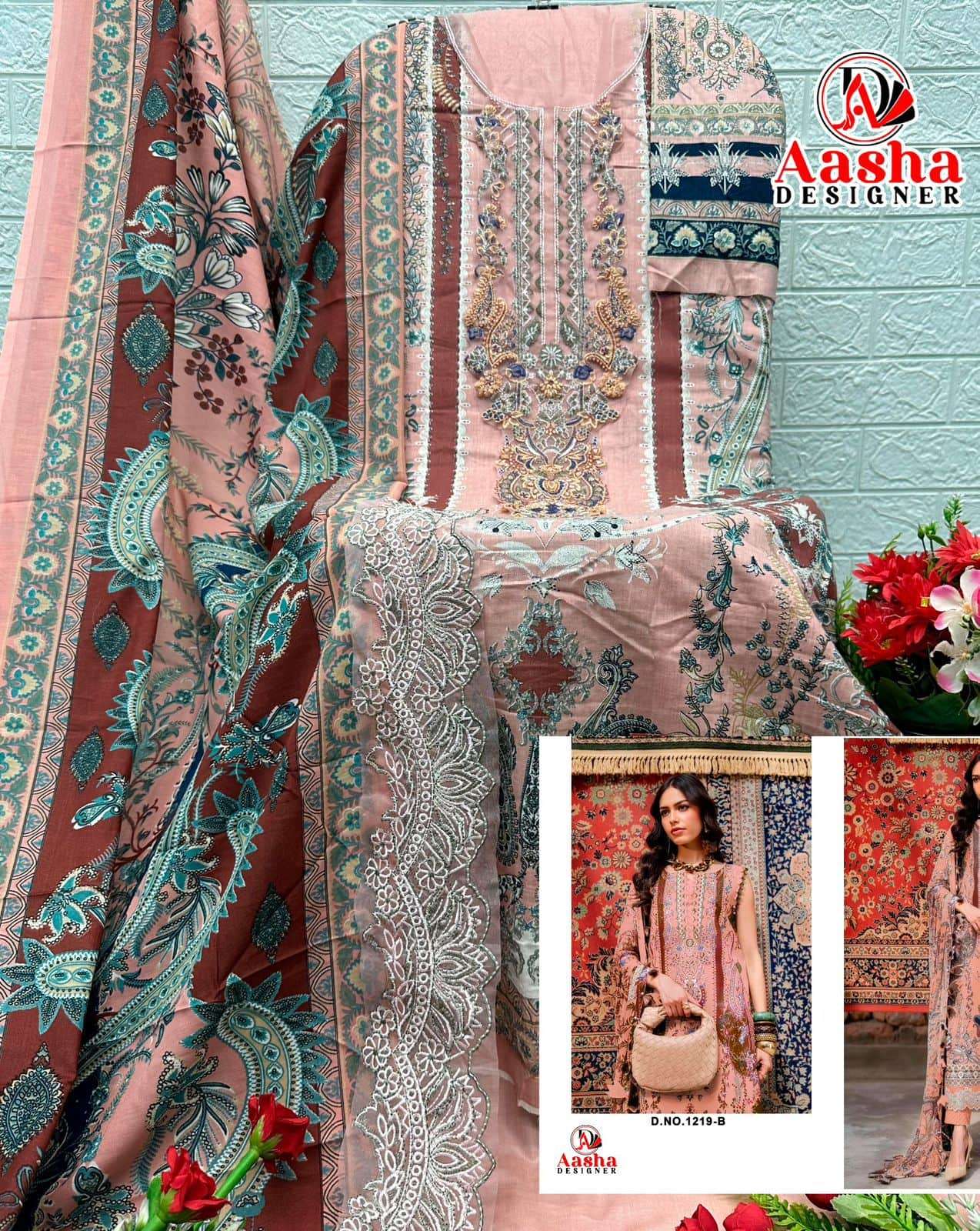 Aasha Designer 1219 Cotton Pakistani Suit - Amrah Wholesale