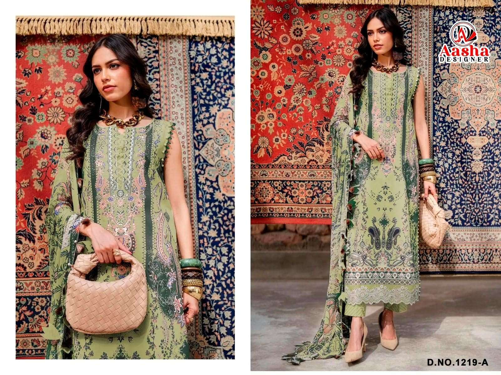 Aasha Designer 1219 Cotton Pakistani Suit - Amrah Wholesale