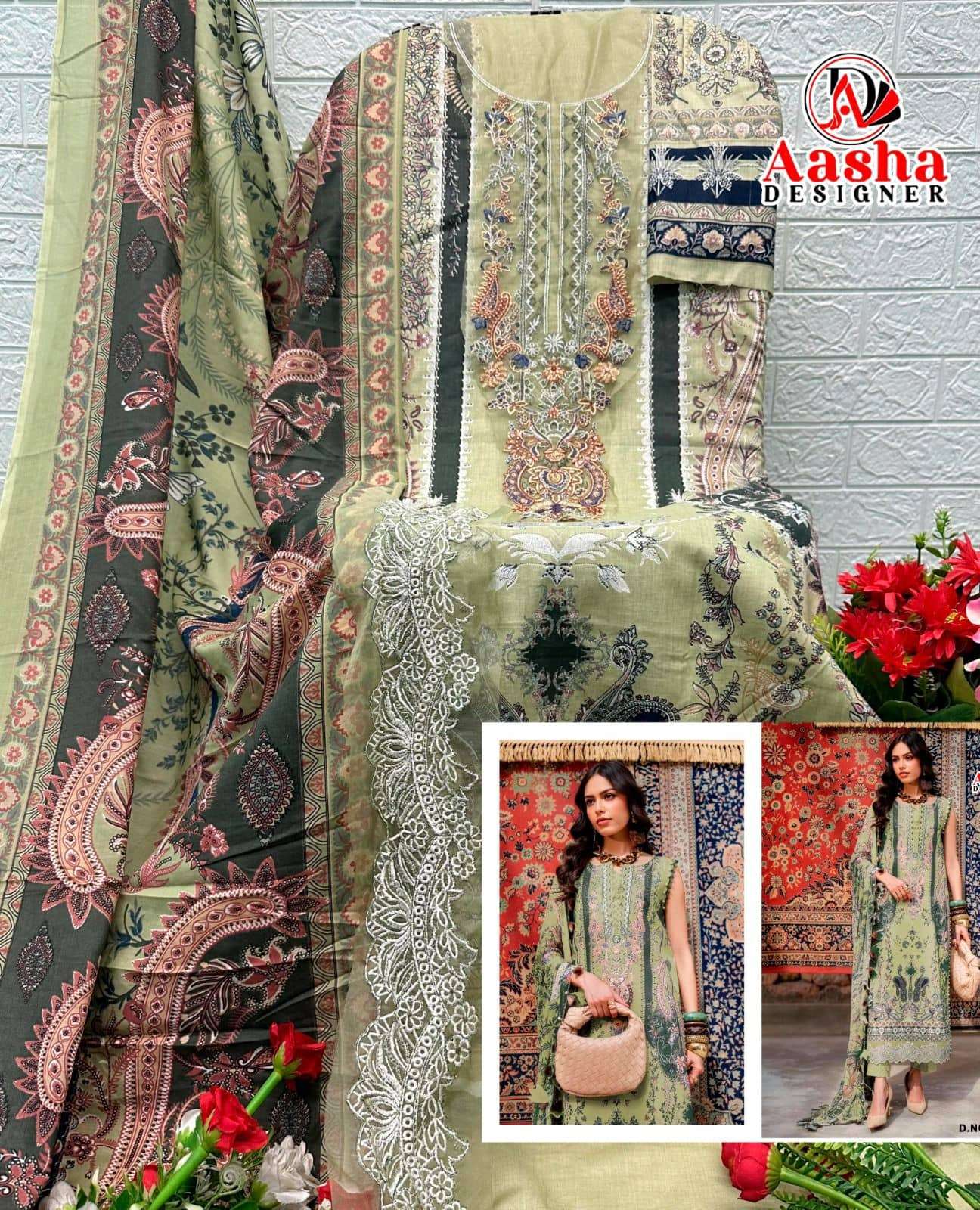 Aasha Designer 1219 Cotton Pakistani Suit - Amrah Wholesale