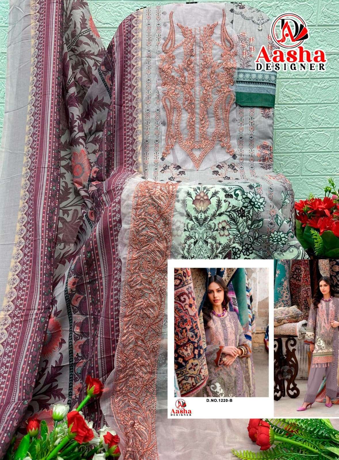 AASHA DESIGNER 1220 Cotton Printed Pakistani Suit - Amrah Wholesale