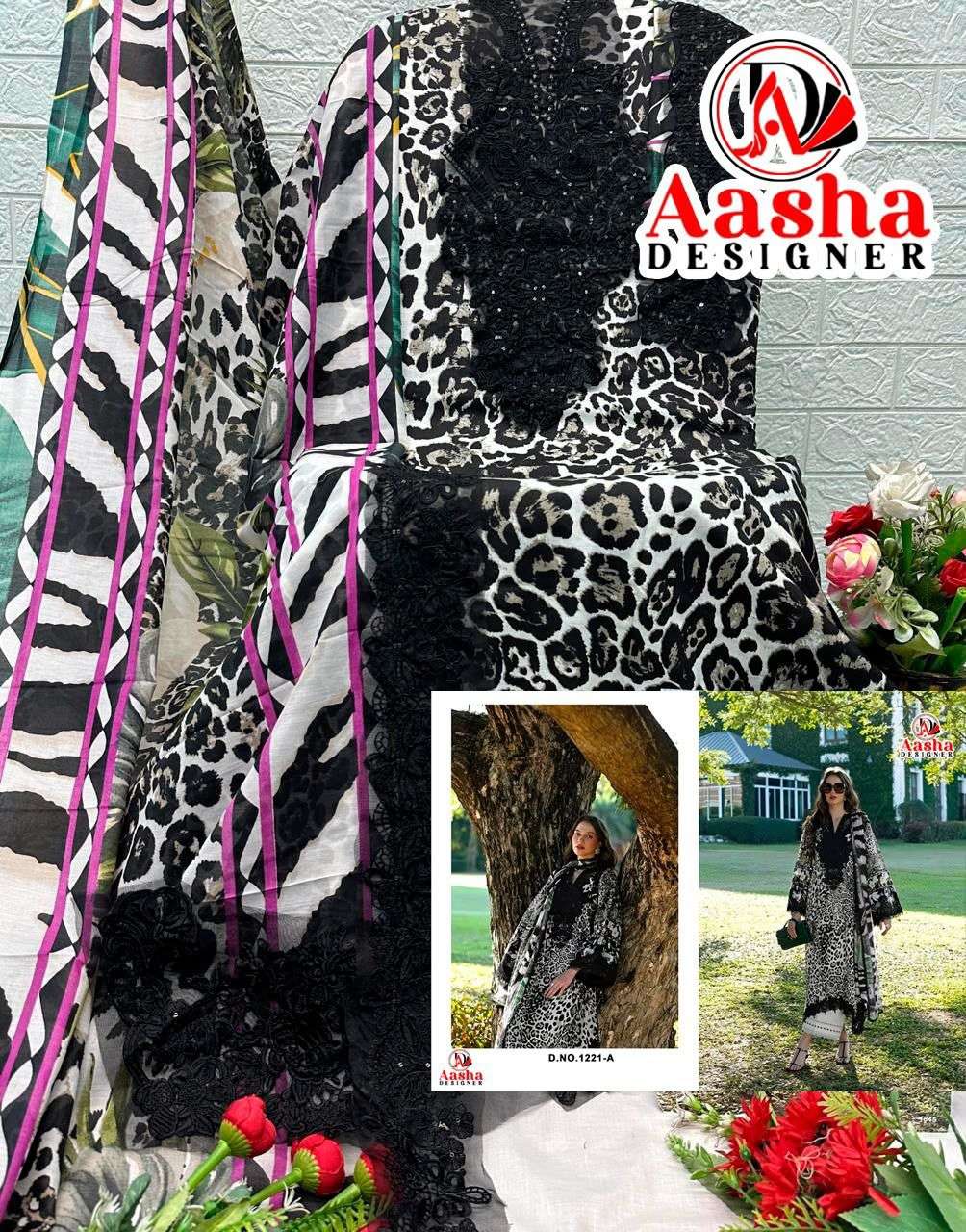 AASHA Designer 1221 Cotton Pakistani Suit