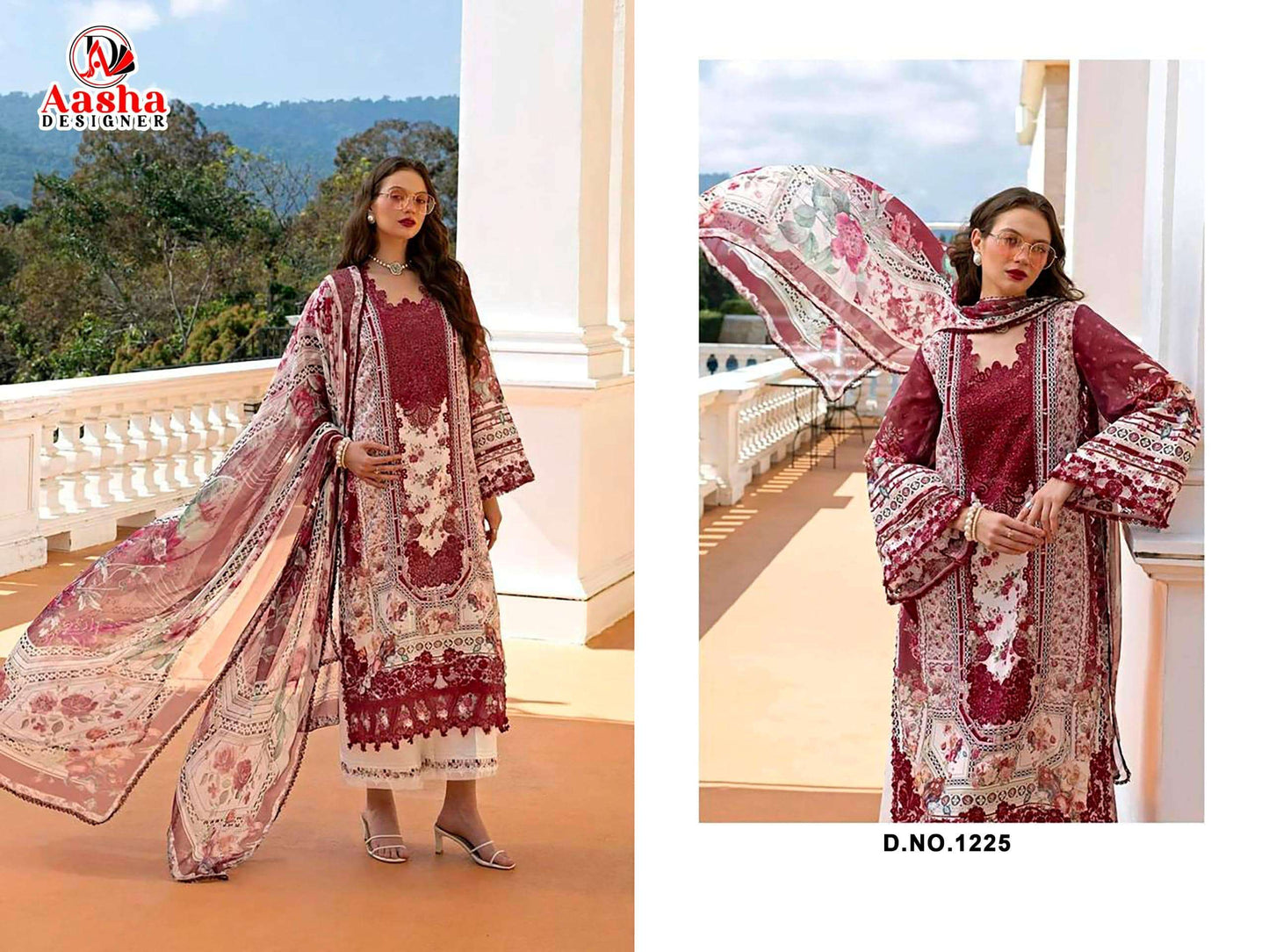 Aasha Designer 1224–1225 Premium Cotton Semi Stitched Pakistani Suit Wholesale