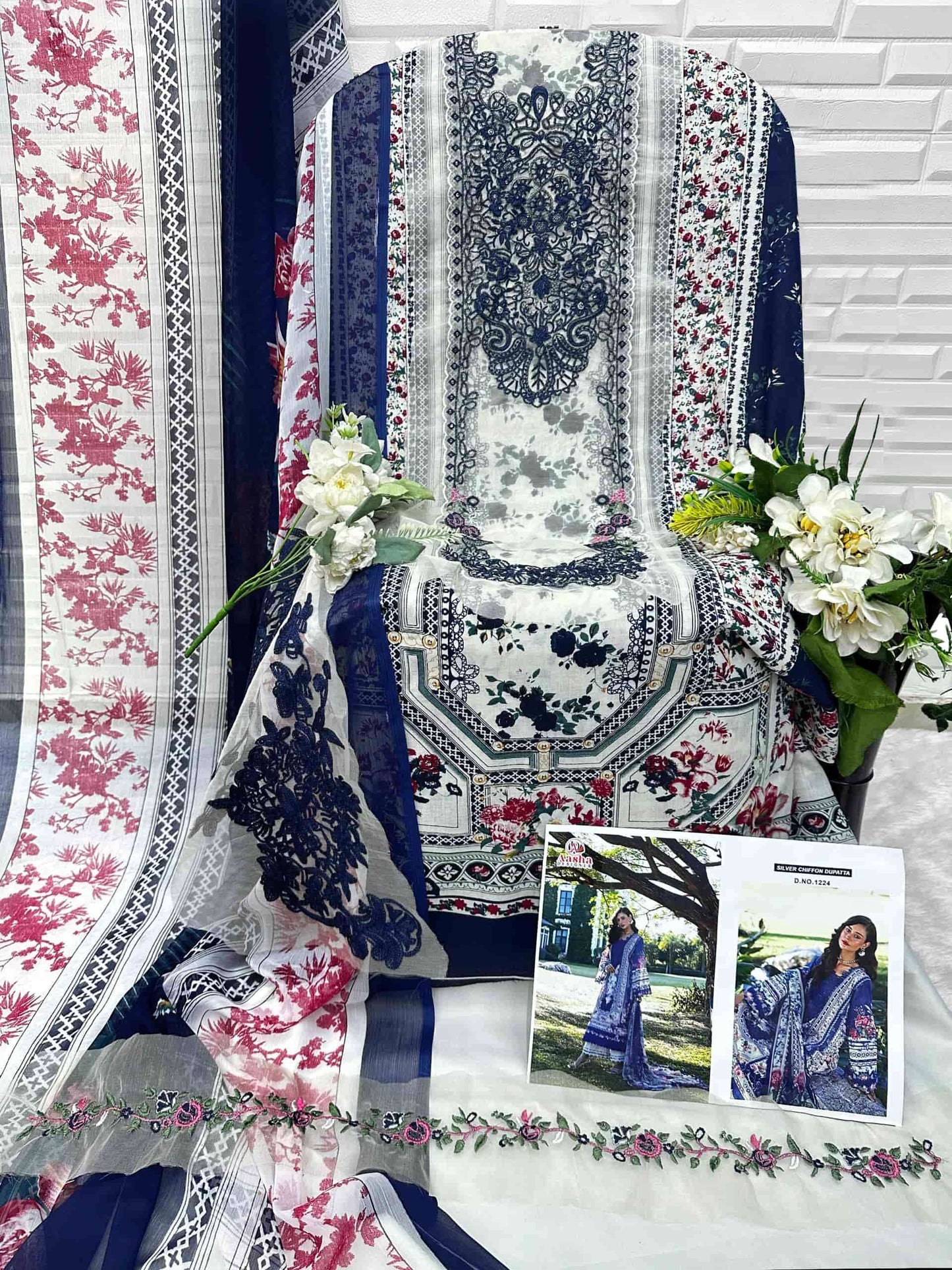 Aasha Designer 1224–1225 Premium Cotton Semi Stitched Pakistani Suit Wholesale