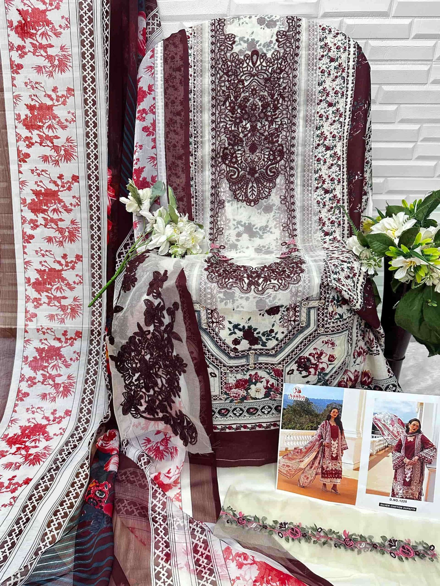 Aasha Designer 1224–1225 Premium Cotton Semi Stitched Pakistani Suit Wholesale