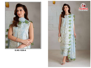 Aasha Designer 1226 Cotton Embroidered Semi Stitched Pakistani Suit - Amrah Wholesale