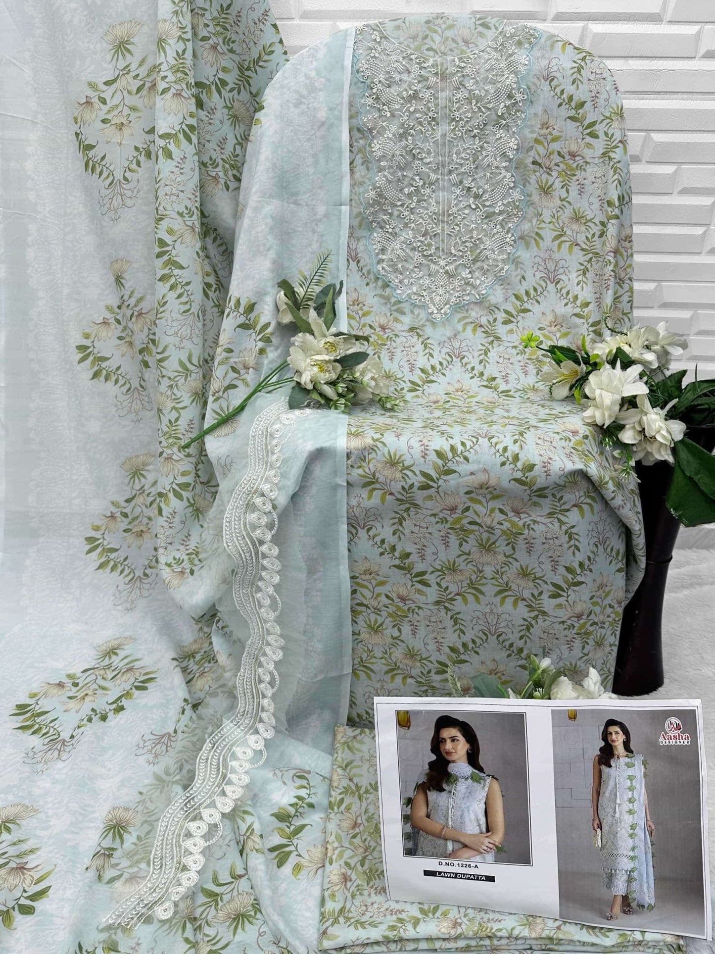 Aasha Designer 1226 Cotton Embroidered Semi Stitched Pakistani Suit - Amrah Wholesale