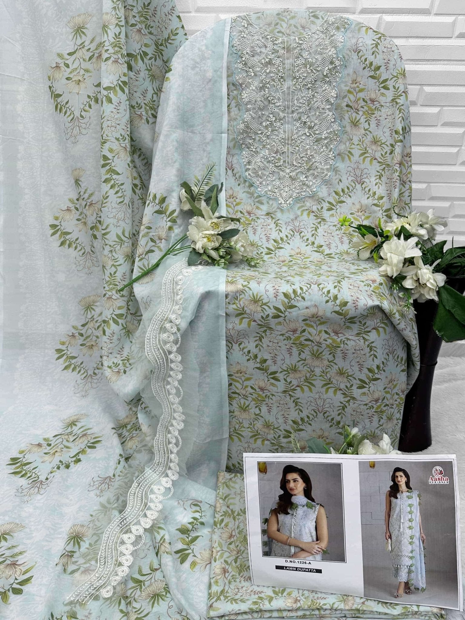 Aasha Designer 1226 Cotton Embroidered Semi Stitched Pakistani Suit - Amrah Wholesale