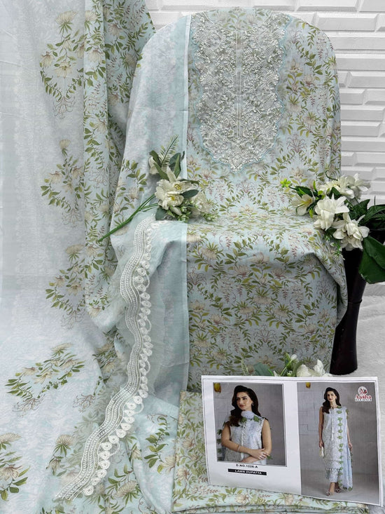 Aasha Designer 1226 Cotton Embroidered Semi Stitched Pakistani Suit - Amrah Wholesale