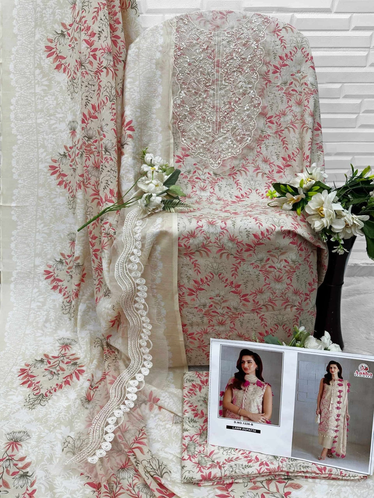 Aasha Designer 1226 Cotton Embroidered Semi Stitched Pakistani Suit - Amrah Wholesale