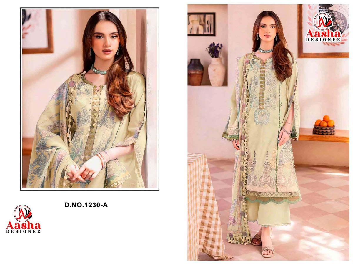 Aasha Designer 1230 Cotton Printed Pakistani Salwar Suit
