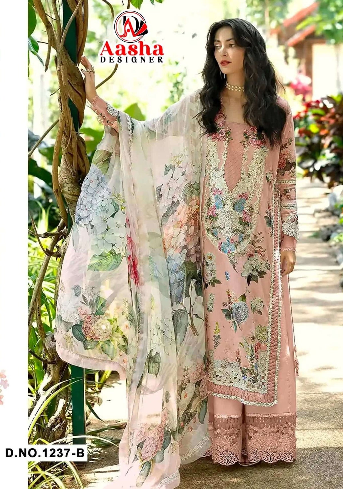 Aasha Designer 1237 Cotton Printed Semi Stitched Pakistani Suit