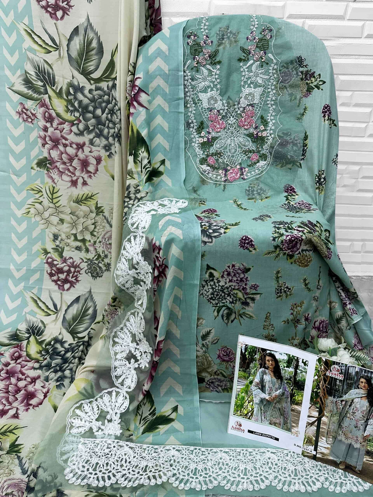 Aasha Designer 1237 Cotton Printed Semi Stitched Pakistani Suit