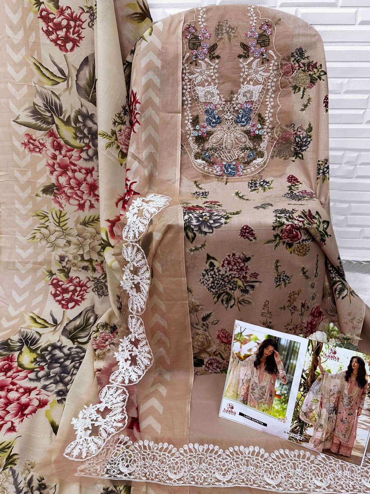 Aasha Designer 1237 Cotton Printed Semi Stitched Pakistani Suit