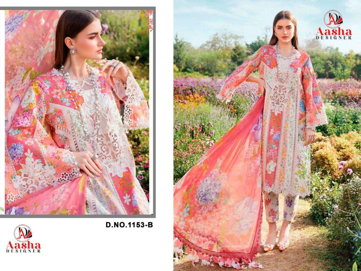 Aasha Designer Aasha 1153 Heavy Cotton Self Embroidery Dress Material - Amrah Wholesale