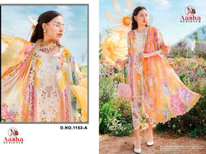 Aasha Designer Aasha 1153 Heavy Cotton Self Embroidery Dress Material - Amrah Wholesale