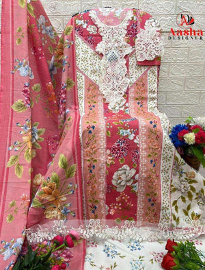 Aasha Designer Aasha 1153 Heavy Cotton Self Embroidery Dress Material - Amrah Wholesale