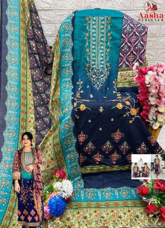 AASHA DESIGNER HARSHA VOL - 04 Cotton Printed Pakistani Suit Semi Stitched Wholesale - Amrah Wholesale