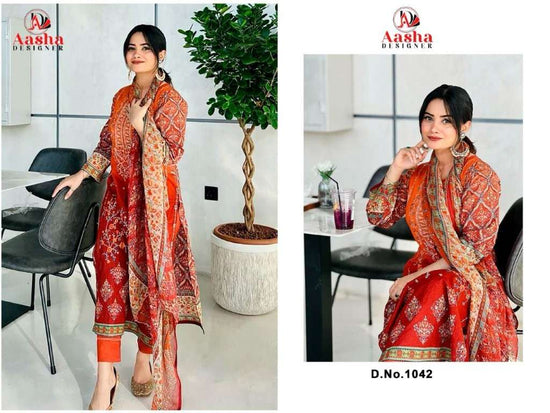 AASHA DESIGNER HARSHA VOL - 04 Cotton Printed Pakistani Suit Semi Stitched Wholesale - Amrah Wholesale