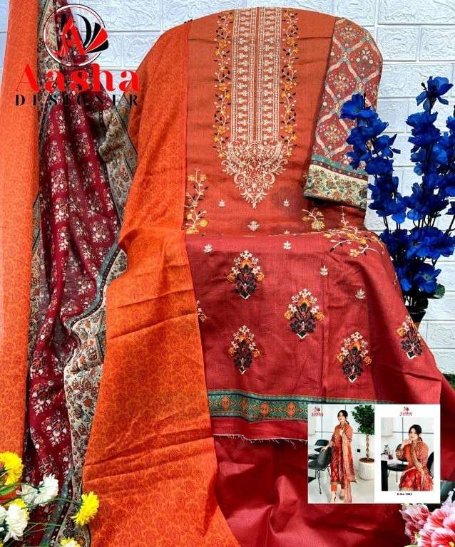 AASHA DESIGNER HARSHA VOL - 04 Cotton Printed Pakistani Suit Semi Stitched Wholesale - Amrah Wholesale