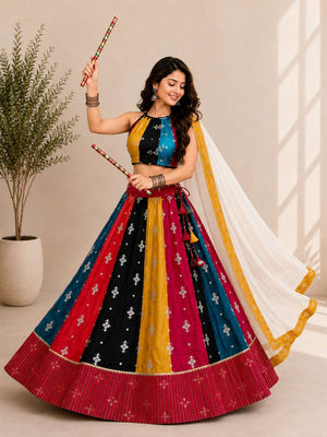 Aawiya 8106 Colour Silk Embroidered Readymade Navratri Lehenga