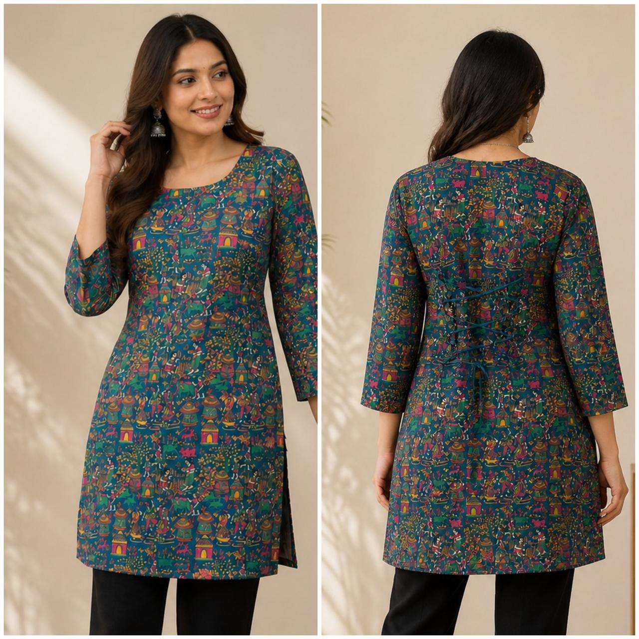 AAWIYA RJ-46 Rayon Stitched Digital Printed Kurti