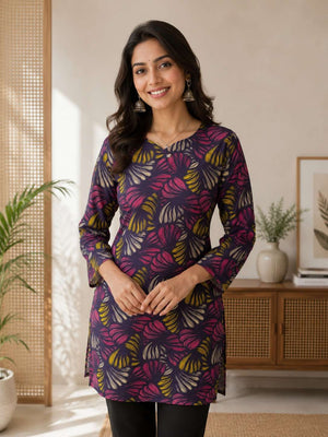 Aawiya RJ-47 Rayon with Digital Prints Work Kurti - Amrah Wholesale
