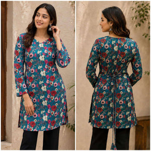 Aawiya RJ-49 Rayon Digital Printed Stitched Kurti - Amrah Wholesale