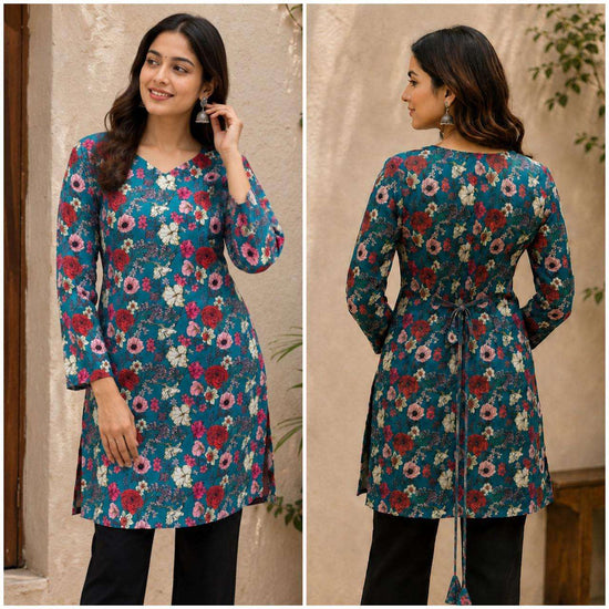 Aawiya RJ-49 Rayon Digital Printed Stitched Kurti - Amrah Wholesale