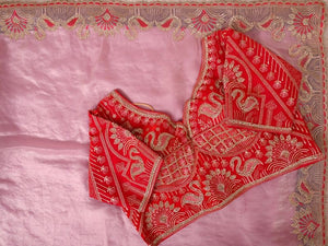 AB 4004 Soft Fendy Satin Silk Embroidered Party Wear Saree with Jarkan Work - Amrah Wholesale