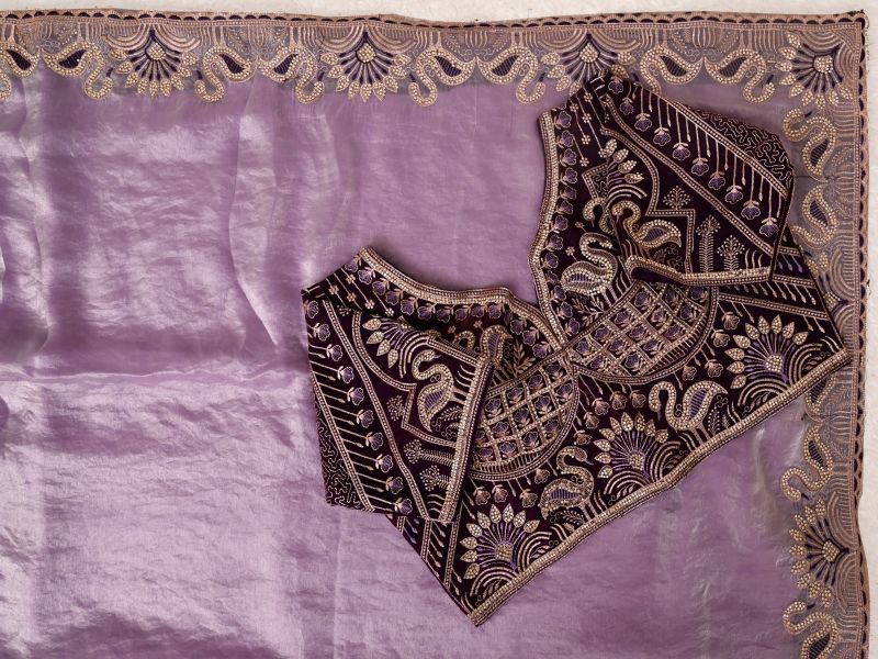 AB 4004 Soft Fendy Satin Silk Embroidered Party Wear Saree with Jarkan Work