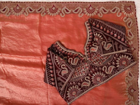 AB 4004 Soft Fendy Satin Silk Embroidered Party Wear Saree with Jarkan Work