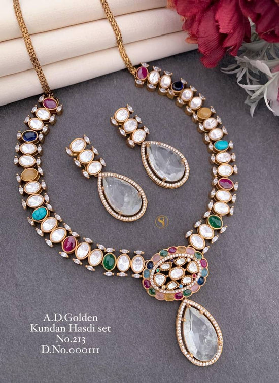 Ad Diamond Golden Kundan Hasdi Set 1