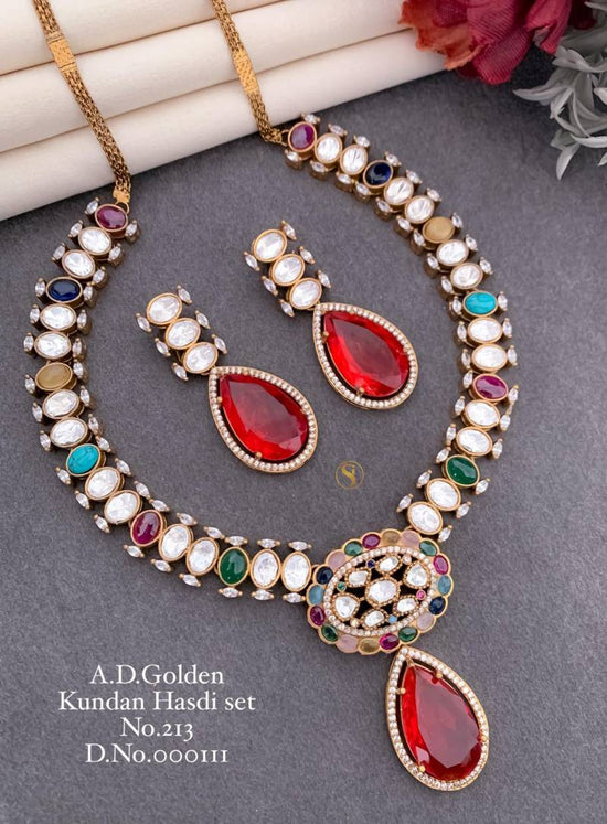 Ad Diamond Golden Kundan Hasdi Set 1
