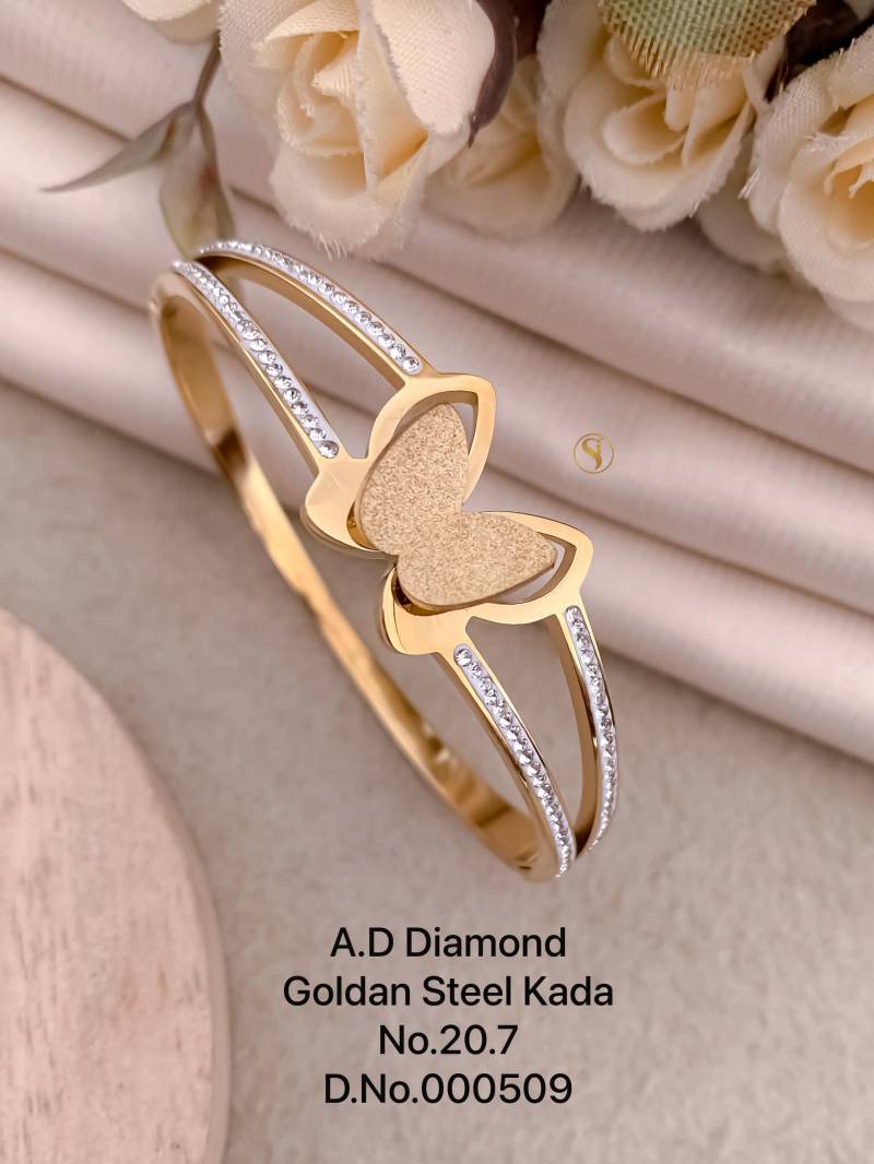 Ad Diamond Golden Steel Kada 1