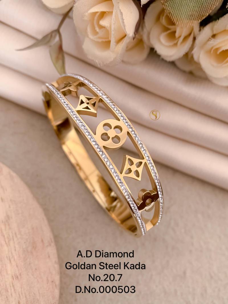 Ad Diamond Golden Steel Kada 1