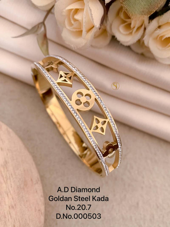 Ad Diamond Golden Steel Kada 1