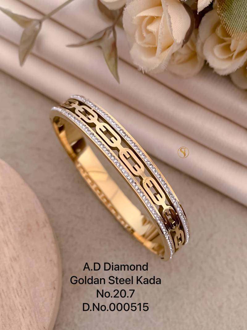 Ad Diamond Golden Steel Kada 1