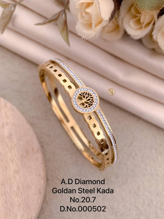 Ad Diamond Golden Steel Kada 1
